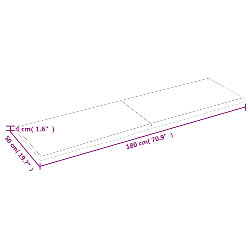 Wall Shelf 180x50x(2-4) cm Untreated Solid Wood Oak