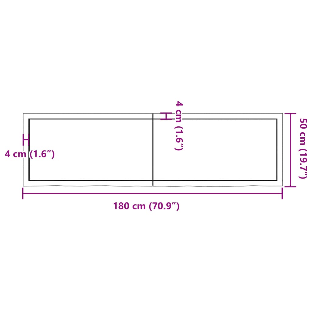 Wall Shelf 180x50x(2-4) cm Untreated Solid Wood Oak