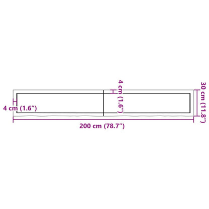 Wall Shelf 200x30x(2-4) cm Untreated Solid Wood Oak