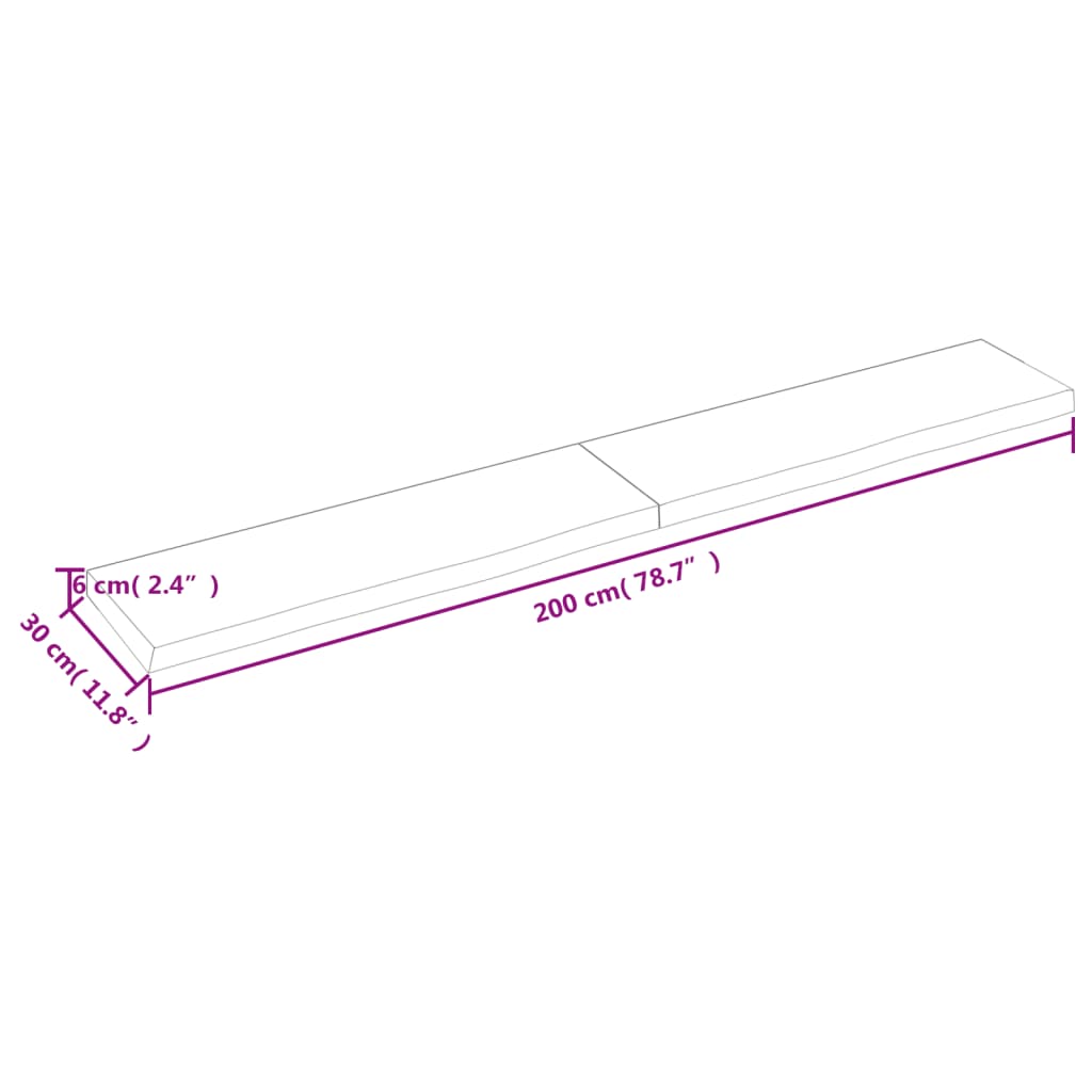 Wall Shelf 200x30x(2-6) cm Untreated Solid Wood Oak