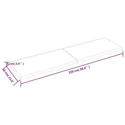 Wall Shelf 220x60x(2-6) cm Untreated Solid Wood Oak