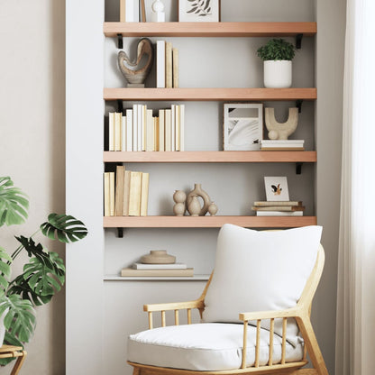 Wall Shelf Light Brown 80x20x6 cm Treated Solid Wood Oak