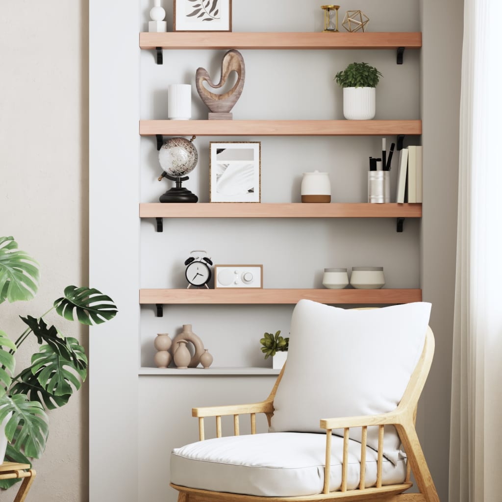 Wall Shelf Light Brown 100x10x6 cm Treated Solid Wood Oak