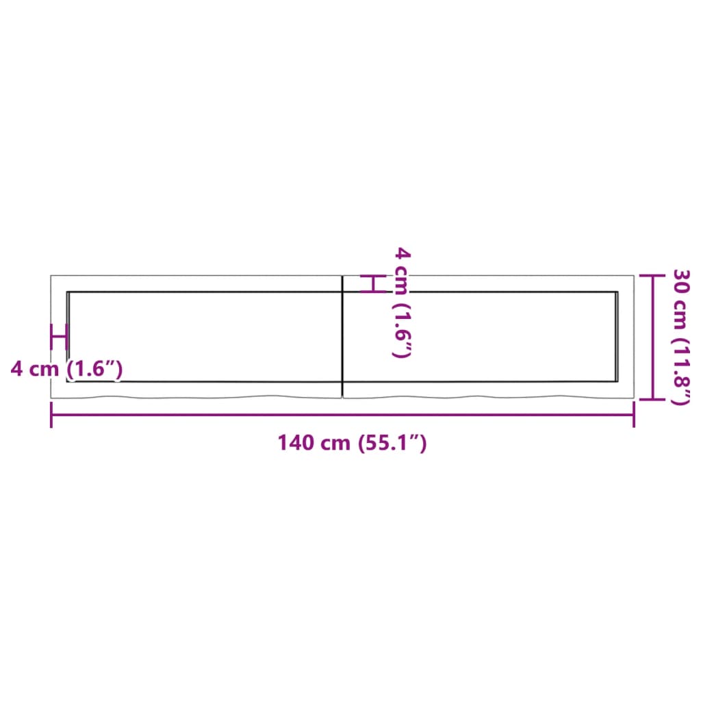 Wall Shelf Light Brown 140x30x(2-4) cm Treated Solid Wood Oak