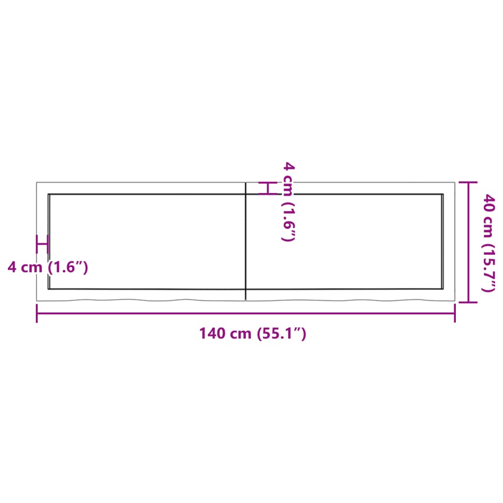 Wall Shelf Light Brown 140x40x(2-4) cm Treated Solid Wood Oak