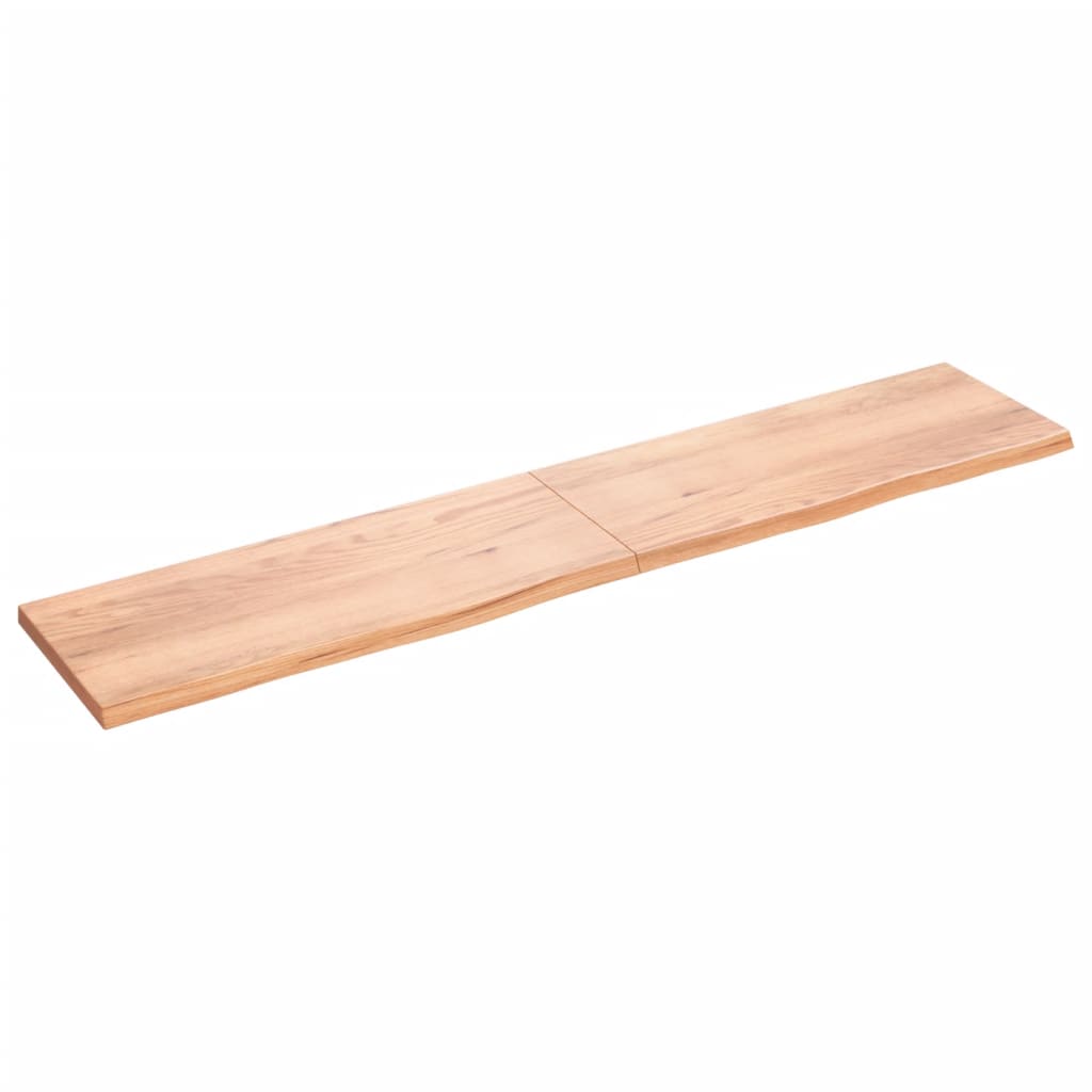 Wall Shelf Light Brown 200x40x(2-4) cm Treated Solid Wood Oak