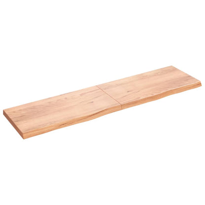 Wall Shelf Light Brown 200x50x(2-6) cm Treated Solid Wood Oak