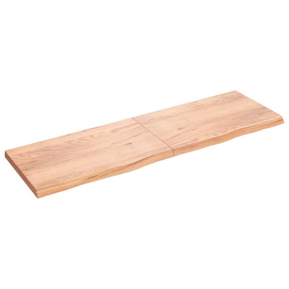 Wall Shelf Light Brown 200x60x(2-6) cm Treated Solid Wood Oak