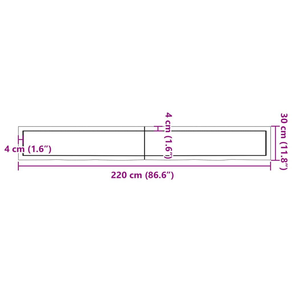 Wall Shelf Light Brown 220x30x(2-4) cm Treated Solid Wood Oak