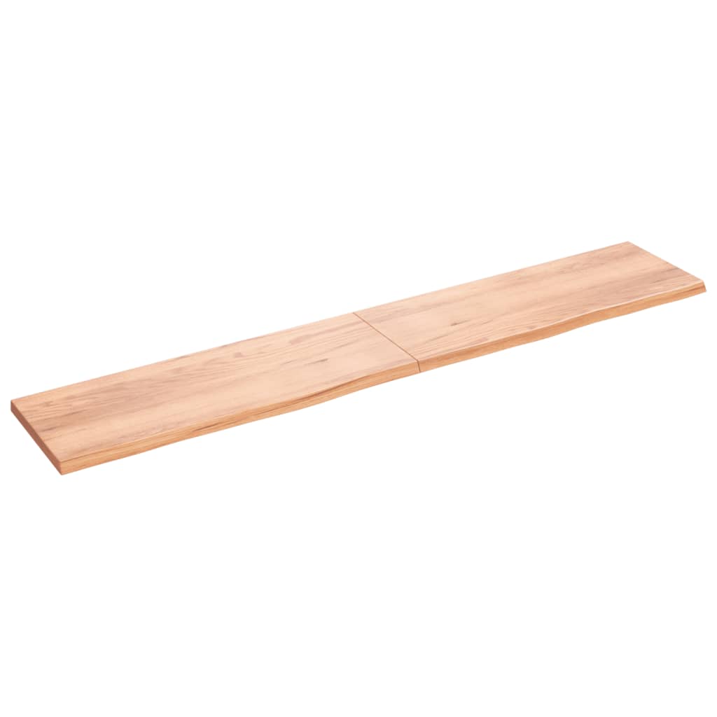 Wall Shelf Light Brown 220x40x(2-4) cm Treated Solid Wood Oak