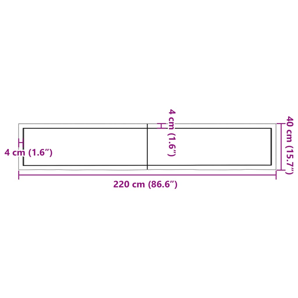 Wall Shelf Light Brown 220x40x(2-4) cm Treated Solid Wood Oak