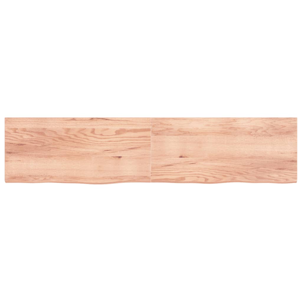 Wall Shelf Light Brown 220x50x(2-4) cm Treated Solid Wood Oak