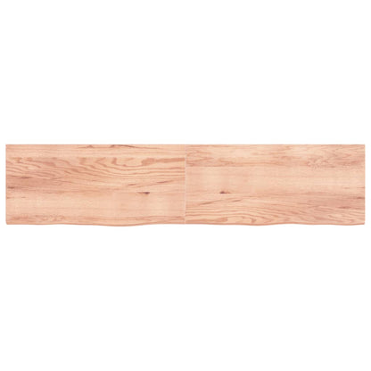 Wall Shelf Light Brown 220x50x(2-4) cm Treated Solid Wood Oak