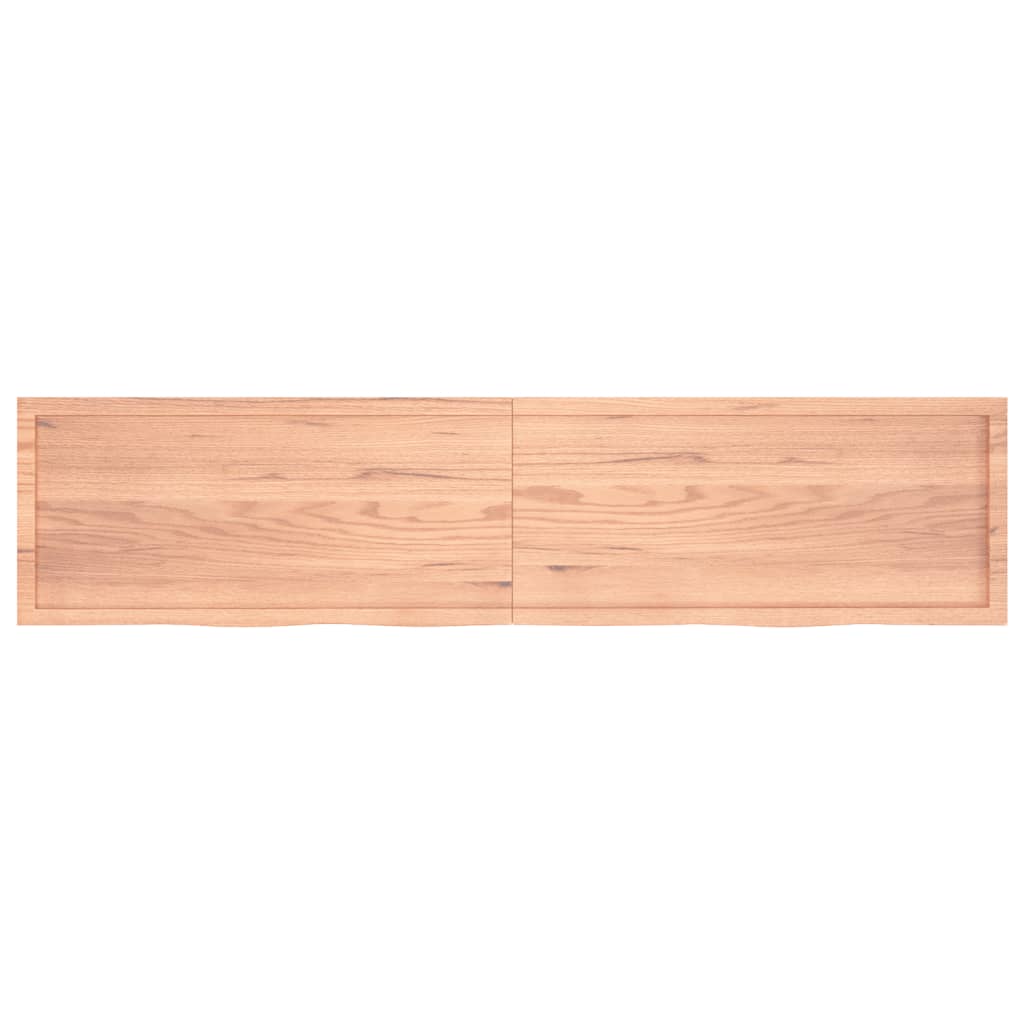 Wall Shelf Light Brown 220x50x(2-4) cm Treated Solid Wood Oak