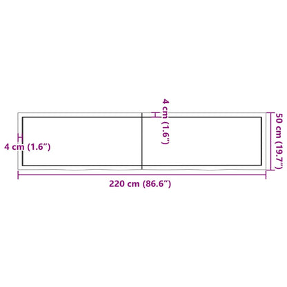 Wall Shelf Light Brown 220x50x(2-4) cm Treated Solid Wood Oak