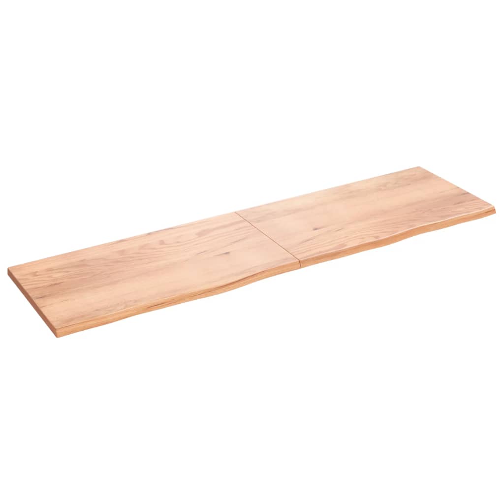 Wall Shelf Light Brown 220x60x(2-4) cm Treated Solid Wood Oak