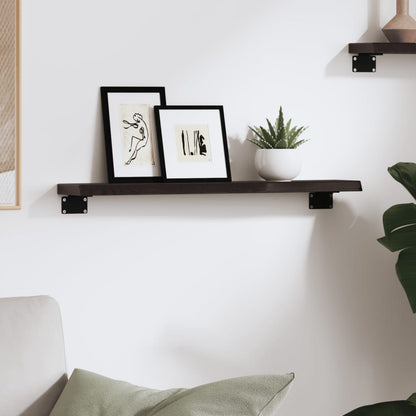 Wall Shelf Dark Brown 60x10x2 cm Treated Solid Wood Oak