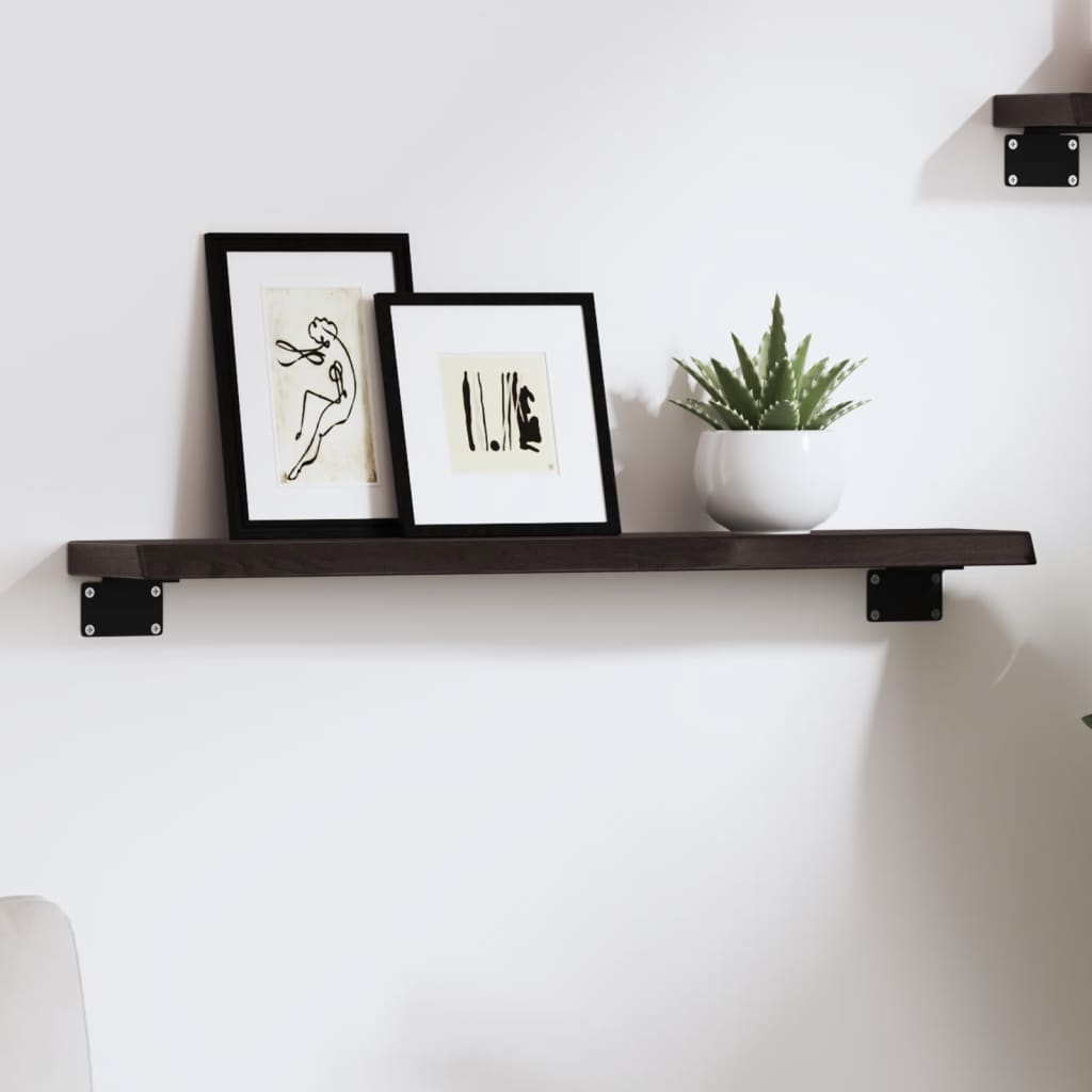 Wall Shelf Dark Brown 60x10x2 cm Treated Solid Wood Oak