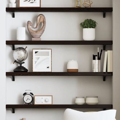 Wall Shelf Dark Brown 80x10x4 cm Treated Solid Wood Oak