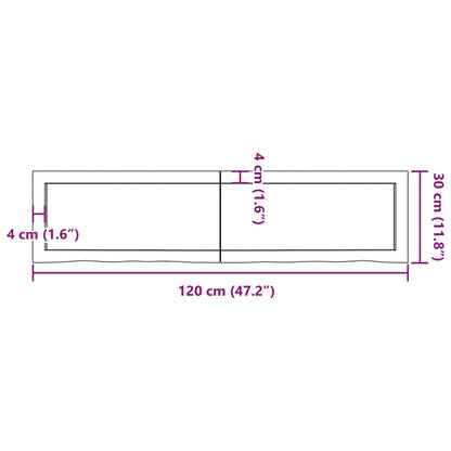 Wall Shelf Dark Brown 120x30x(2-6) cm Treated Solid Wood Oak