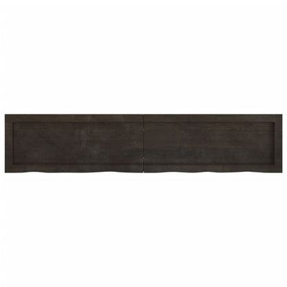 Wall Shelf Dark Brown 140x30x(2-6) cm Treated Solid Wood Oak