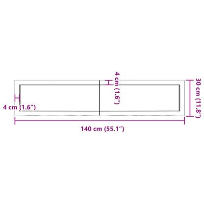 Wall Shelf Dark Brown 140x30x(2-6) cm Treated Solid Wood Oak