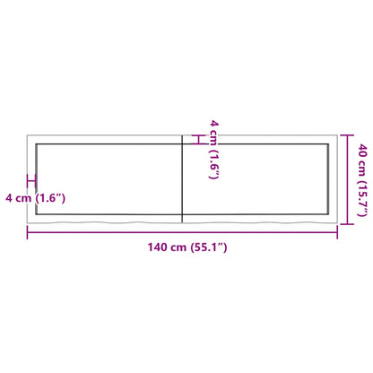 Wall Shelf Dark Brown 140x40x(2-4) cm Treated Solid Wood Oak