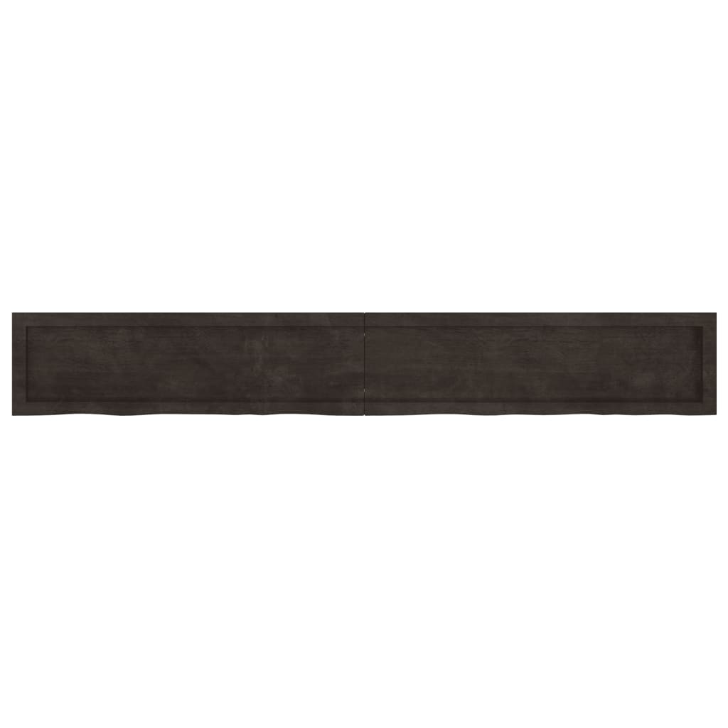 Wall Shelf Dark Brown 200x30x(2-6) cm Treated Solid Wood Oak