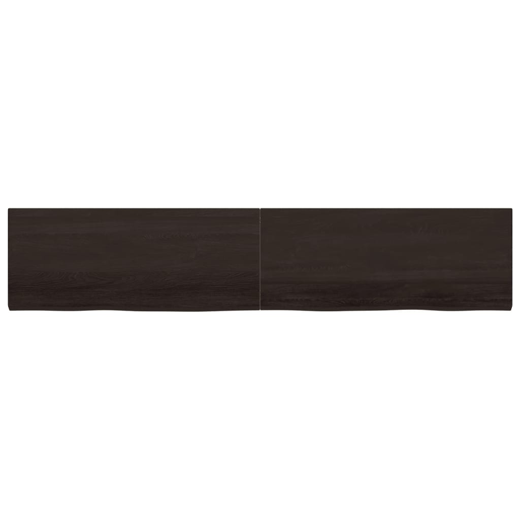 Wall Shelf Dark Brown 200x40x(2-4) cm Treated Solid Wood Oak