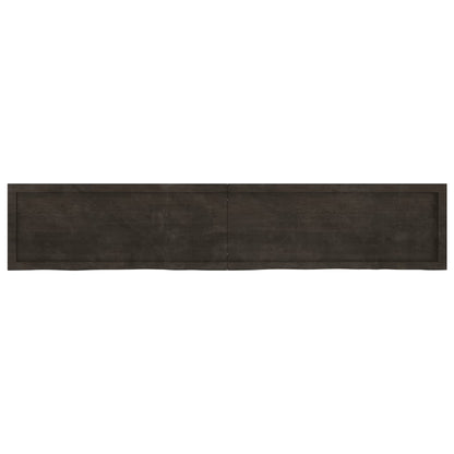 Wall Shelf Dark Brown 200x40x(2-4) cm Treated Solid Wood Oak