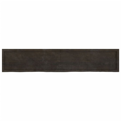 Wall Shelf Dark Brown 200x40x(2-6) cm Treated Solid Wood Oak