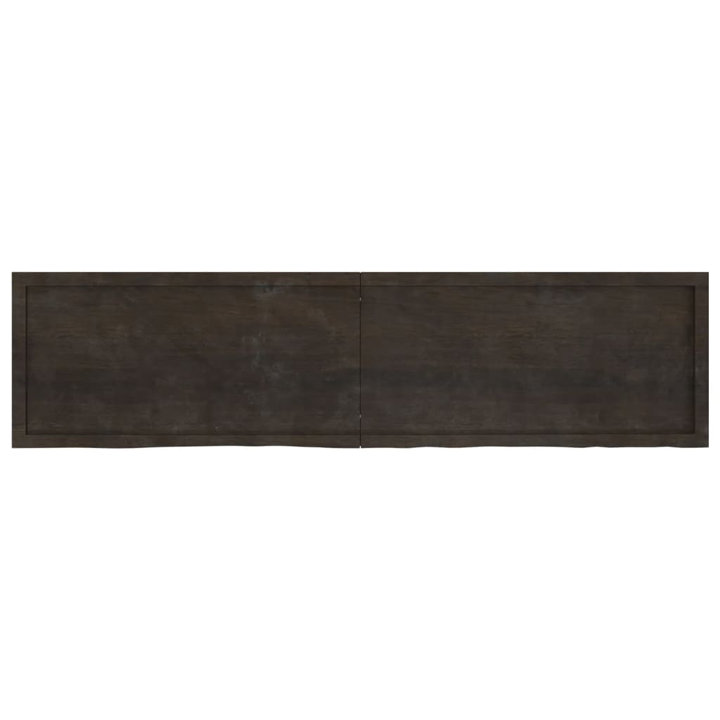 Wall Shelf Dark Brown 200x50x(2-6) cm Treated Solid Wood Oak