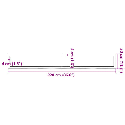 Wall Shelf Dark Brown 220x30x(2-4) cm Treated Solid Wood Oak