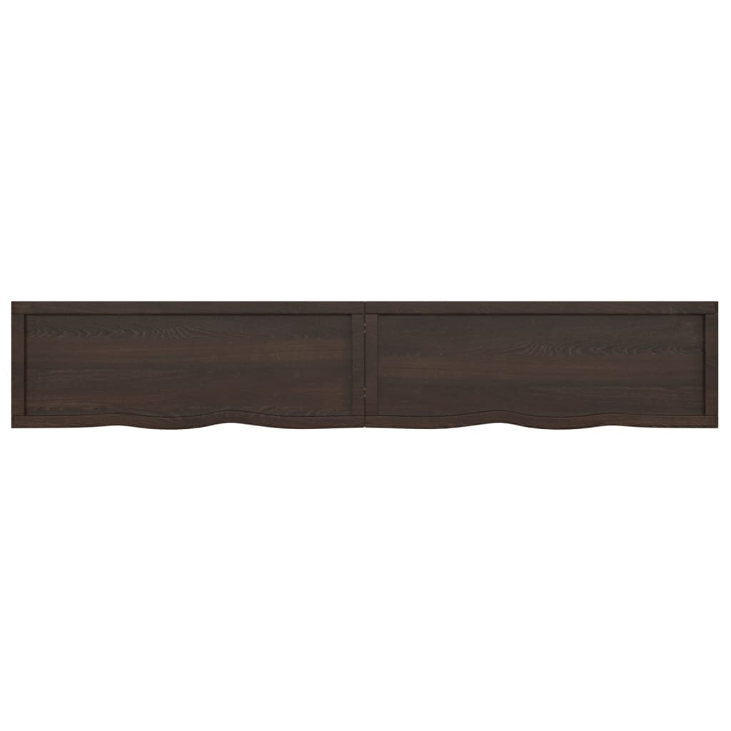 Wall Shelf Dark Brown 220x40x(2-4) cm Treated Solid Wood Oak