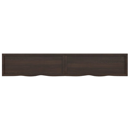 Wall Shelf Dark Brown 220x40x(2-4) cm Treated Solid Wood Oak