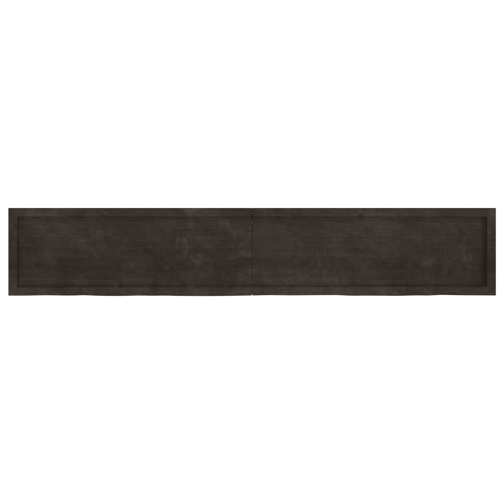 Wall Shelf Dark Brown 220x40x(2-4) cm Treated Solid Wood Oak