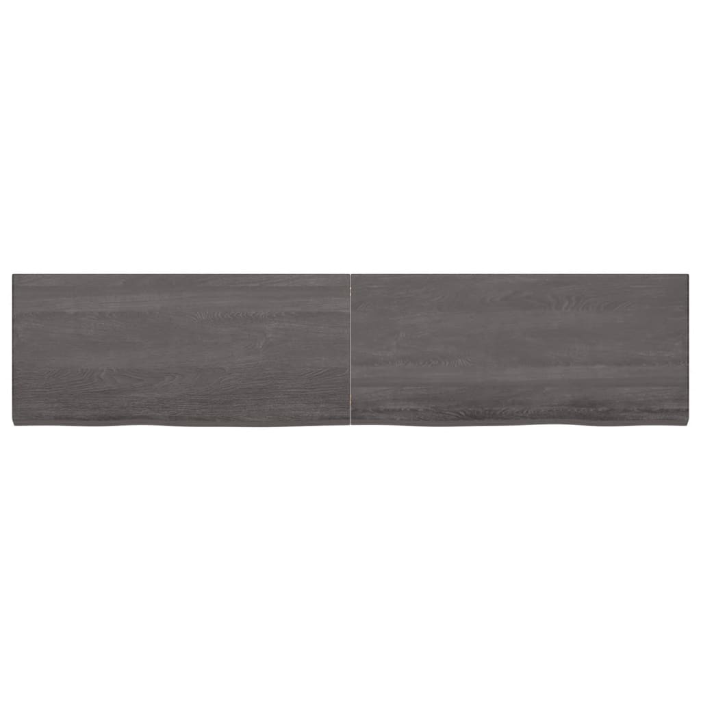 Wall Shelf Dark Brown 220x50x(2-4) cm Treated Solid Wood Oak