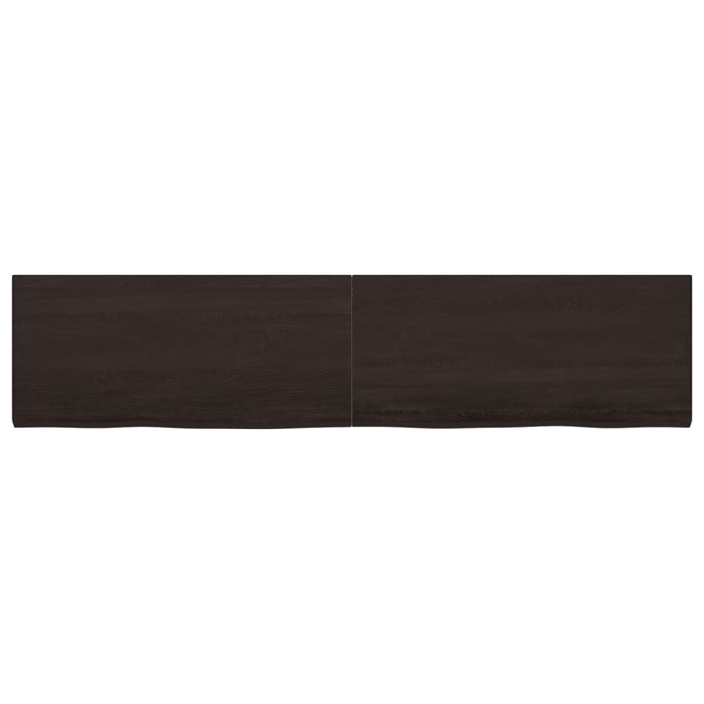 Wall Shelf Dark Brown 220x50x(2-4) cm Treated Solid Wood Oak