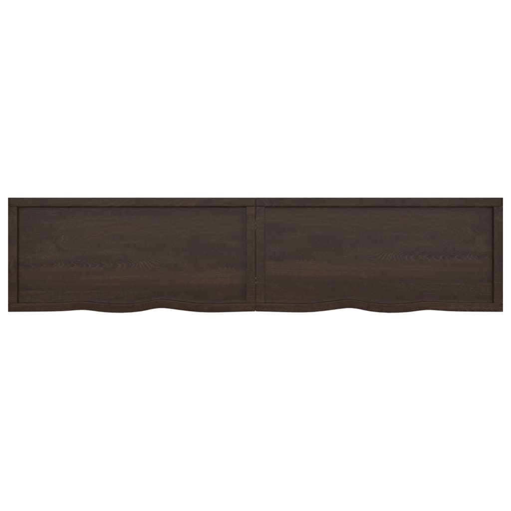 Wall Shelf Dark Brown 220x50x(2-4) cm Treated Solid Wood Oak