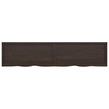 Wall Shelf Dark Brown 220x50x(2-4) cm Treated Solid Wood Oak