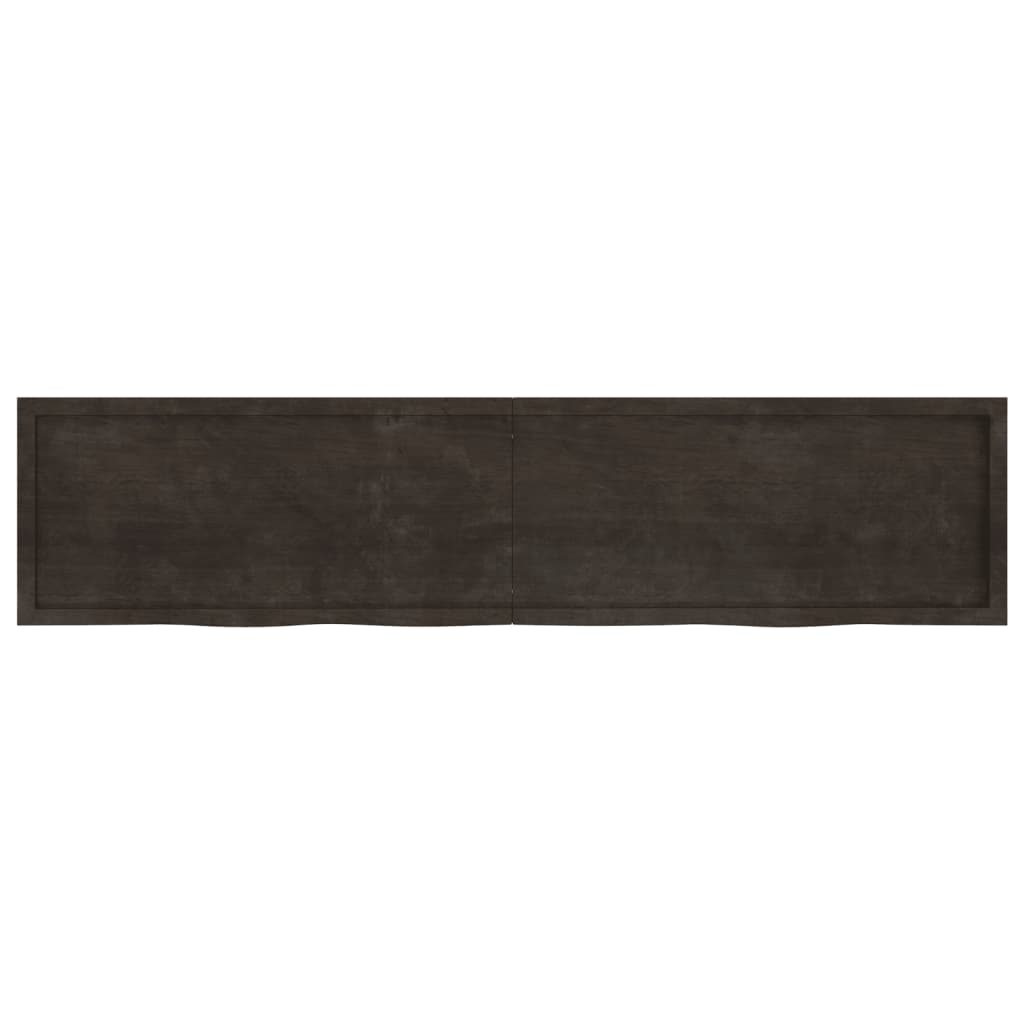 Wall Shelf Dark Brown 220x50x(2-4) cm Treated Solid Wood Oak