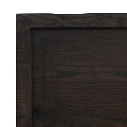 Wall Shelf Dark Brown 220x50x(2-4) cm Treated Solid Wood Oak