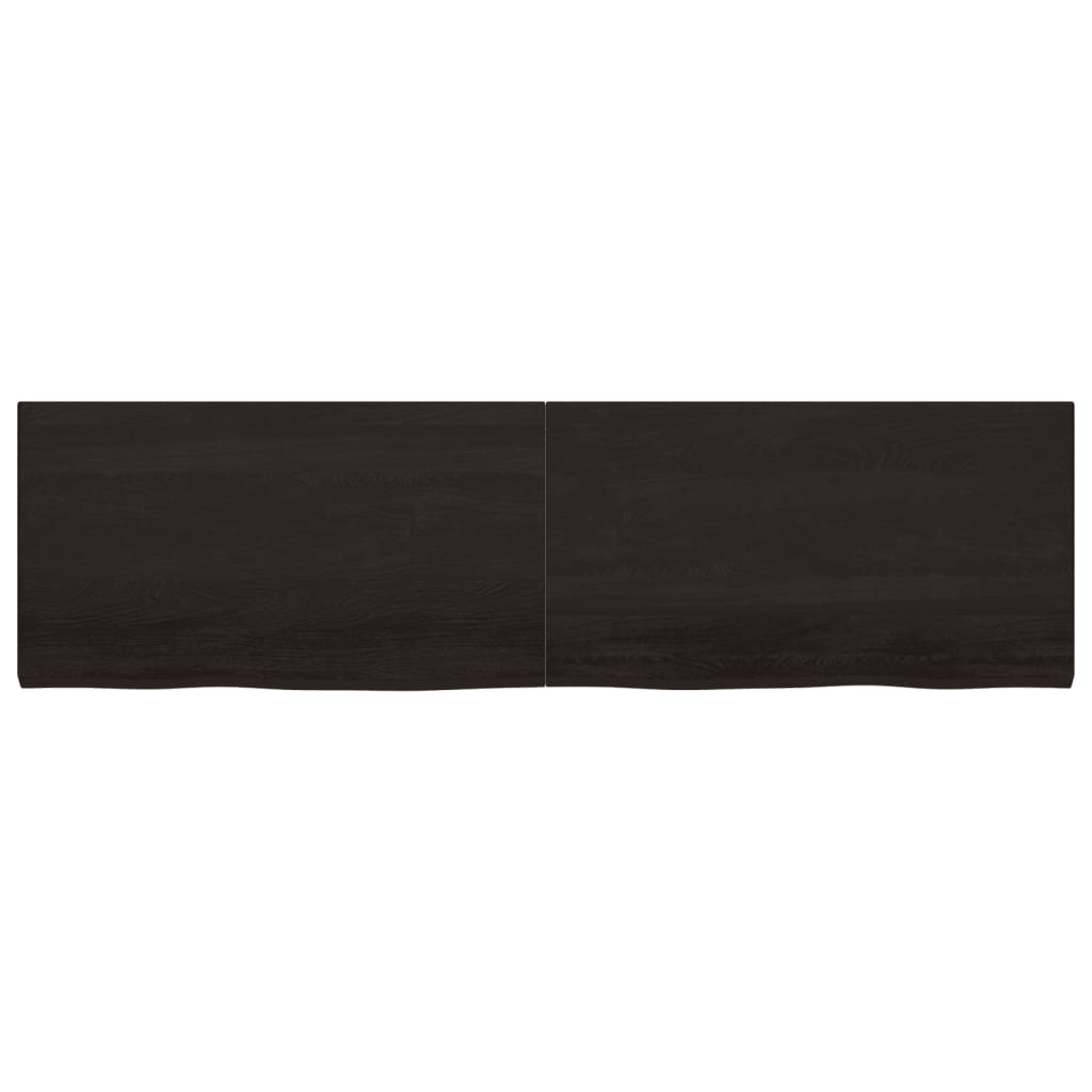 Wall Shelf Dark Brown 220x60x(2-4) cm Treated Solid Wood Oak