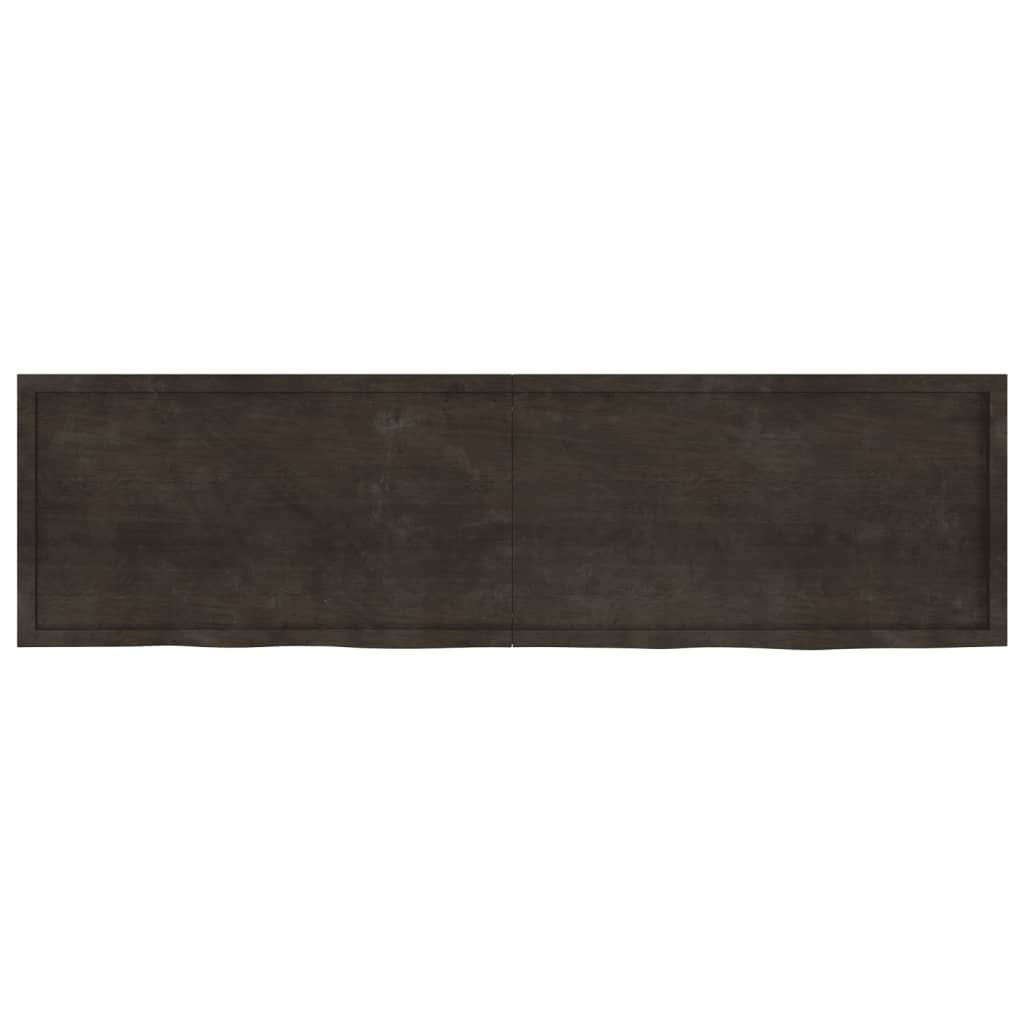 Wall Shelf Dark Brown 220x60x(2-4) cm Treated Solid Wood Oak