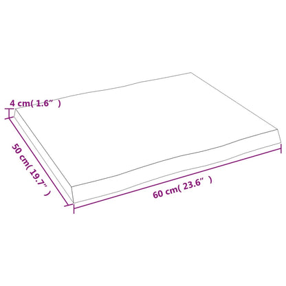 Table Top 60x50x(2-4) cm Untreated Solid Wood Live Edge