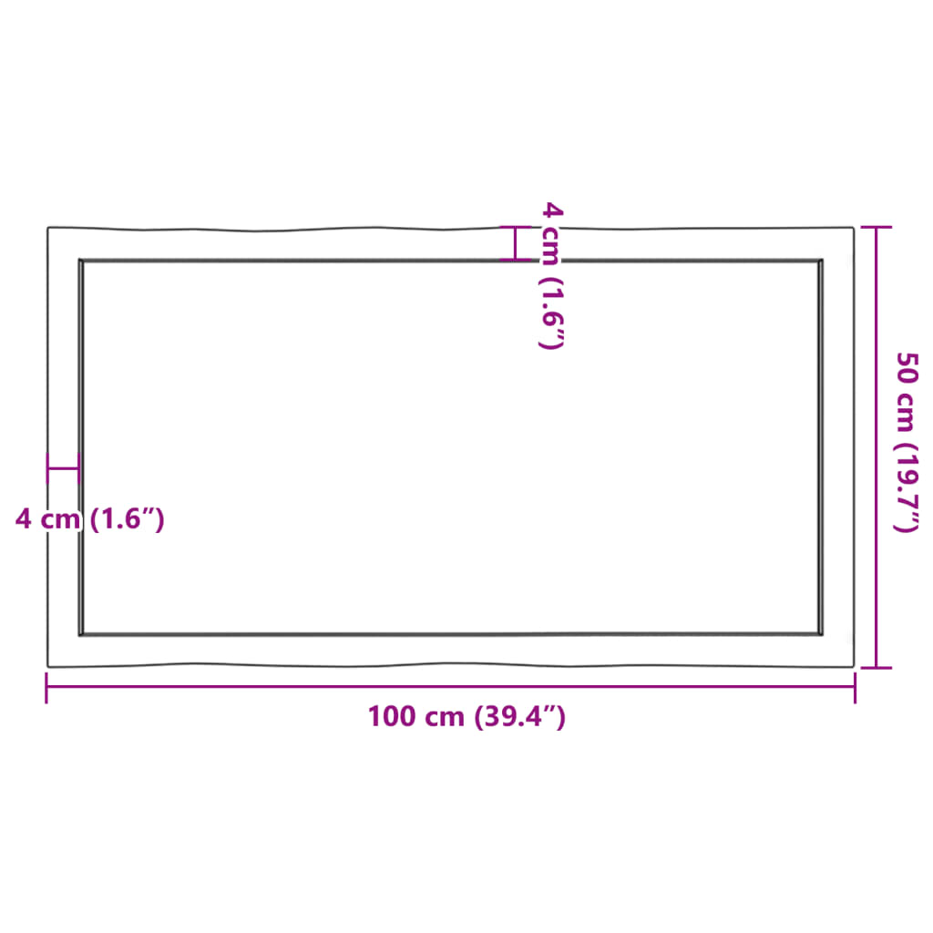 Table Top 100x50x(2-4) cm Untreated Solid Wood Live Edge