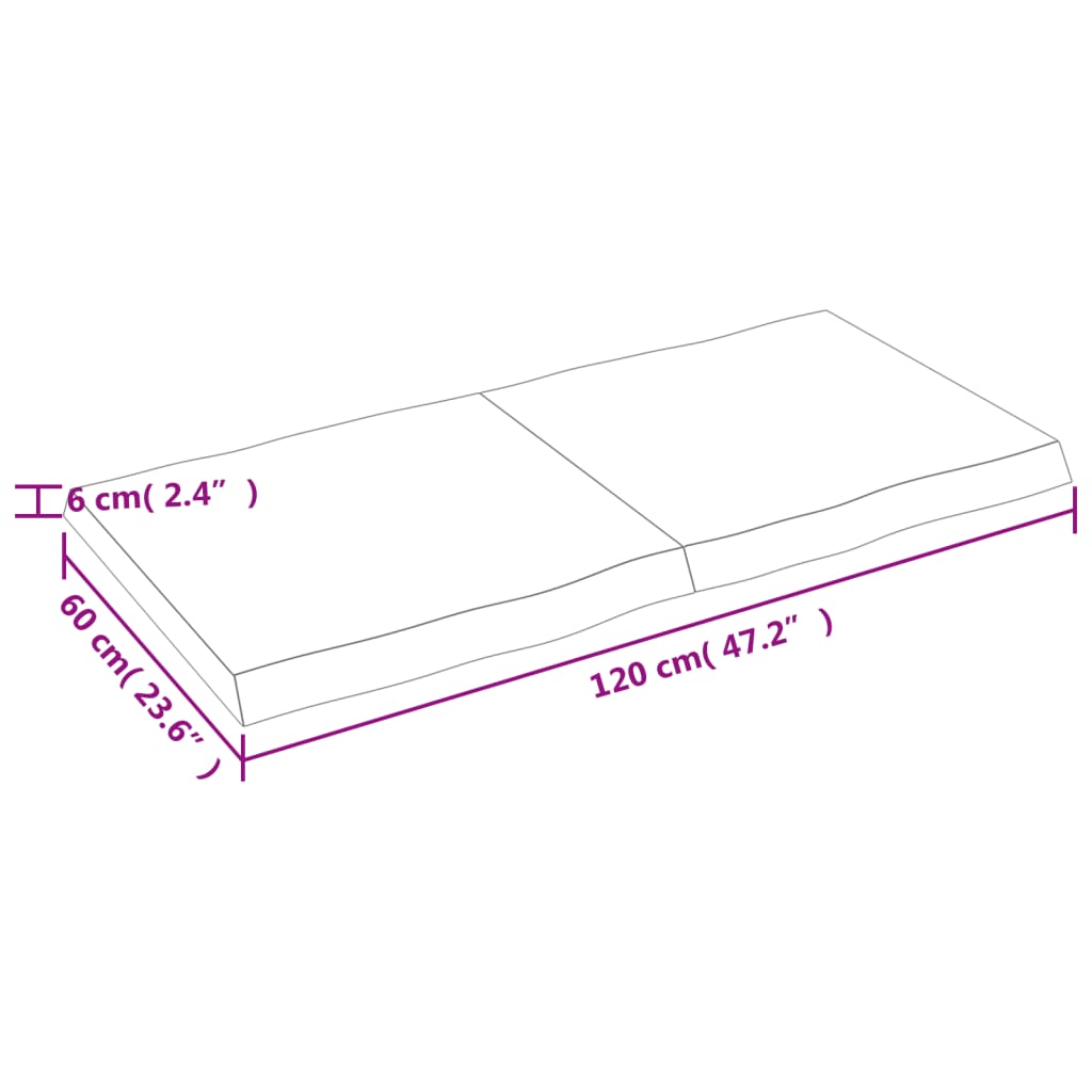 Table Top 120x60x(2-6) cm Untreated Solid Wood Live Edge