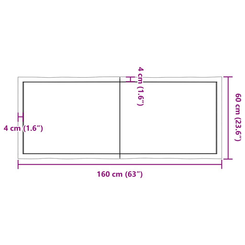 Table Top 160x60x(2-4) cm Untreated Solid Wood Live Edge