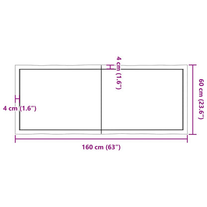 Table Top 160x60x(2-4) cm Untreated Solid Wood Live Edge