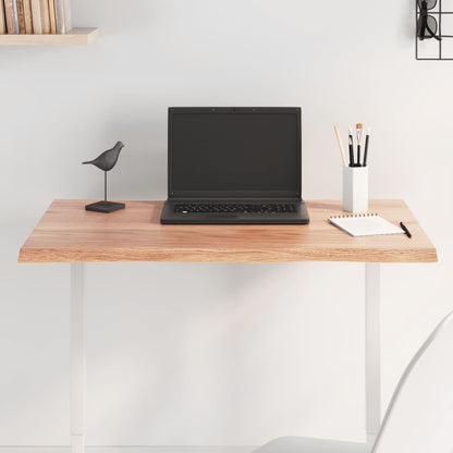 Table Top Light Brown 80x60x2 cm Treated Solid Wood Oak Live Edge